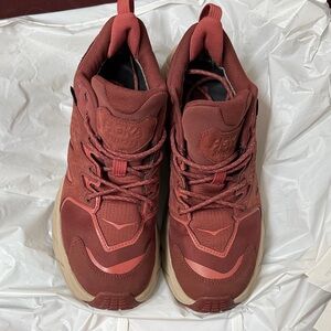 Hoka Athletic Shoes in Rich Burgundy and Cream
